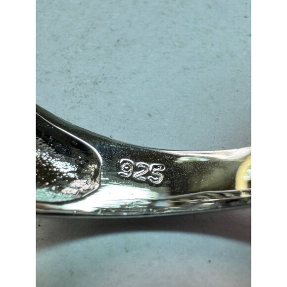 Estate Sterling Silver 925 Ring Black Oval Stone & Clear Accents Size 12, 7g - Picture 5 of 8